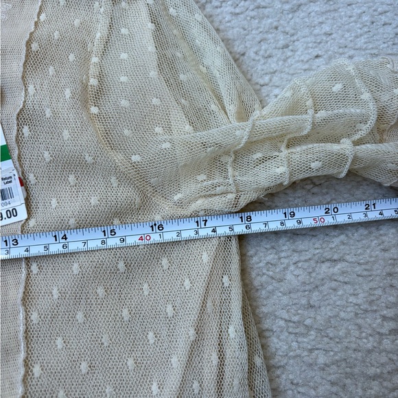 American Rag Y2K vintage beige mesh lace gauzy long sleeve top, sz L (juniors) - Picture 3 of 5